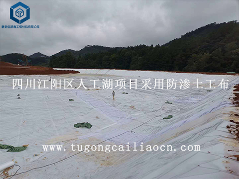 四川江阳区人工湖项目采用防渗土工布