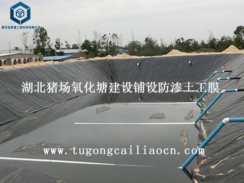 湖北猪场氧化塘建设铺设防渗土工膜